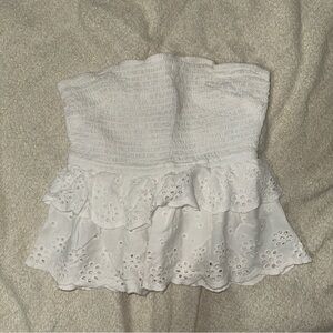 RSQ White Strapless Eyelet Blouse